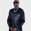 The Voice S28 Snoop Dogg Black Leather Jacket For Woman